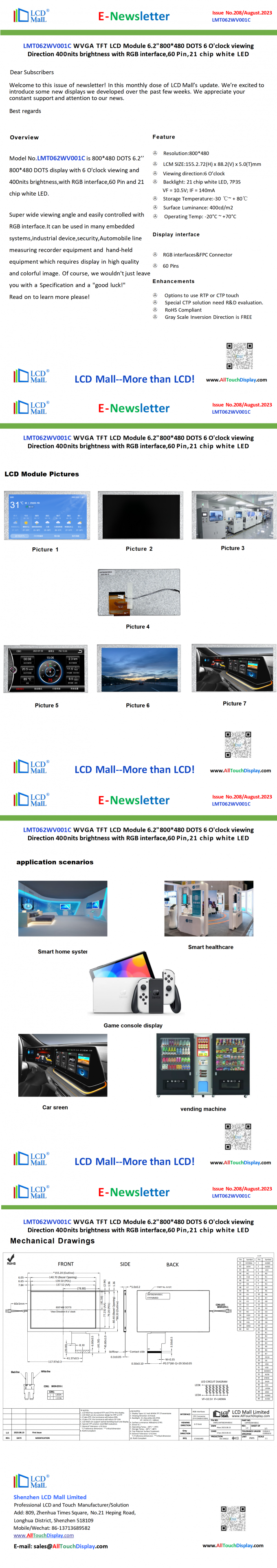 últimas noticias de la compañía sobre NOTA 208 Newsletter_6.2 pulgadas LMT062WV001C Desde el centro comercial LCD  0