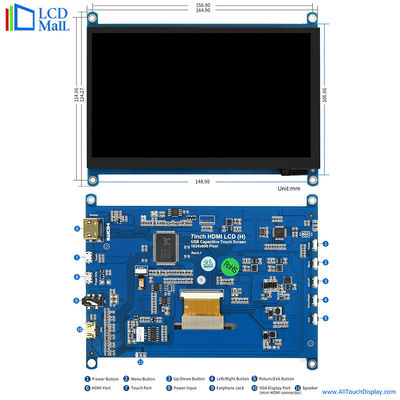 comprar 7 pulgadas HDMI TFT Display 1024 * 600 puntos Interfaz HDM 6 O'Clock Visualización online manufacture